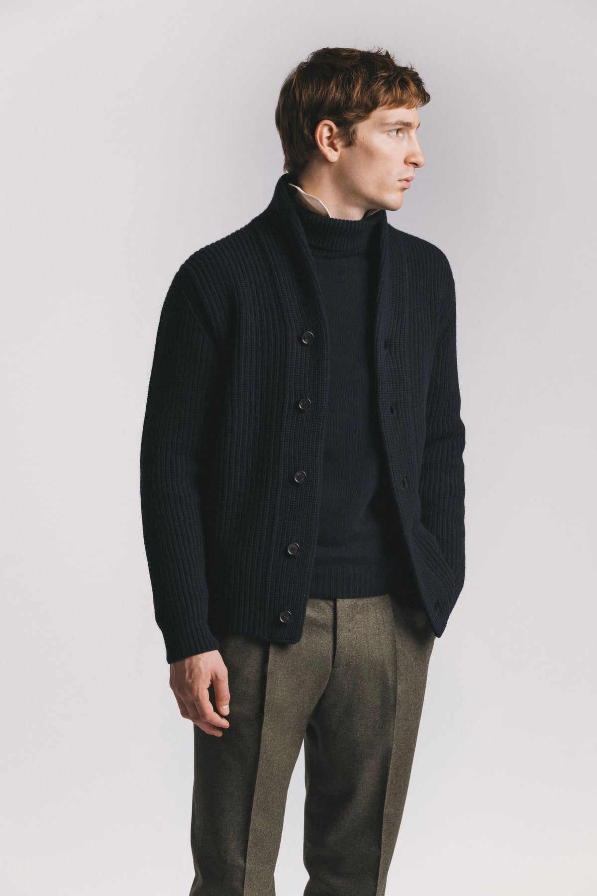 CARDIGAN MARINE LANA & CASHMERE<BR/> KNCAWCBLF5 780 Raw 