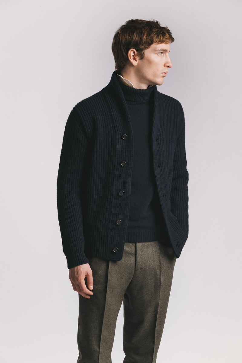 CARDIGAN MARINE LANA & CASHMERE<BR/> KNCAWCBLF5 780 Raw 
