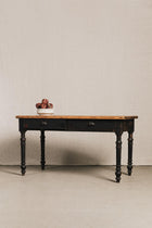 Tavolo rustico nero, top legno naturale<BR/> TAV0623 1 Raw 