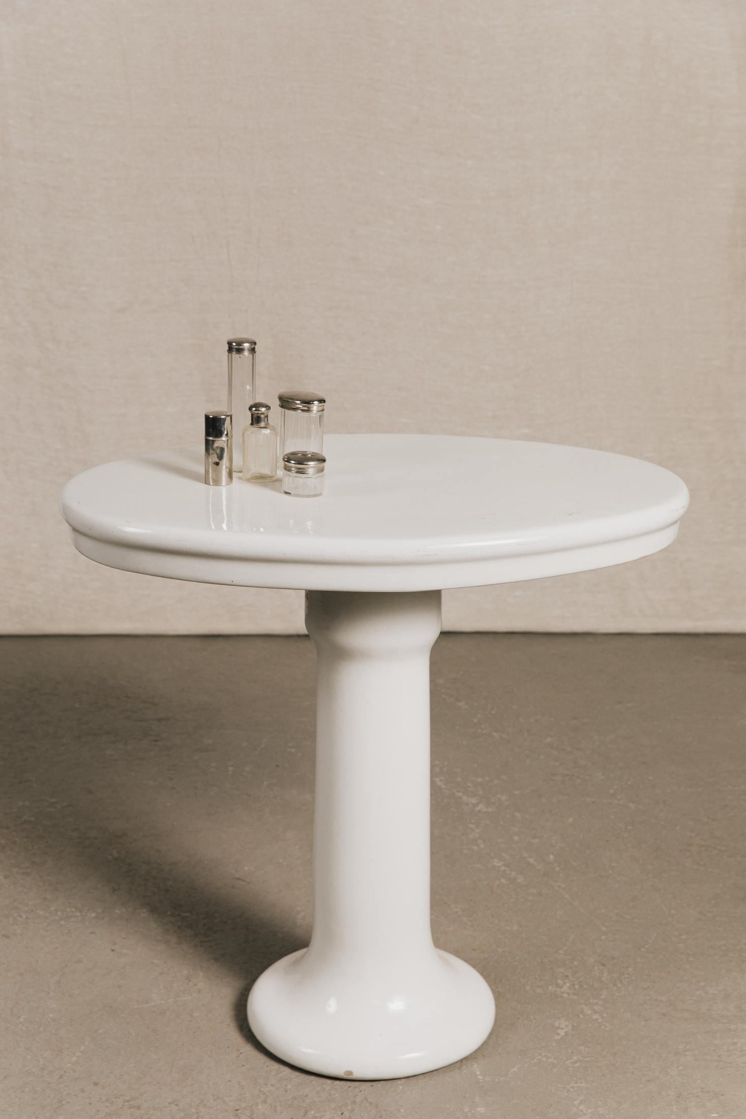 Console da bagno in ceramica bianca ovale<BR/> BAG0234 1 Raw 