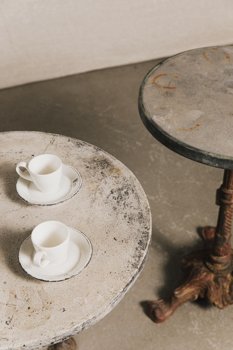 Gheridon da bistrot in ghisa e pietra<BR/> GAR0247 1 Raw 