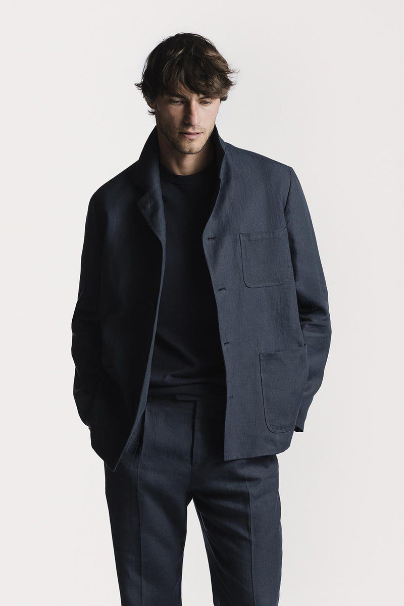 Giacca Painter  raso di lino JKPTRLBLS6 1 Raw 