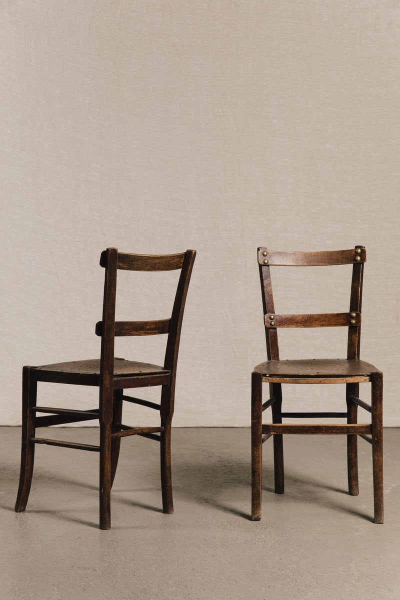 Coppia di sedie rustiche borchiate<BR/> SED0185 1 Raw 