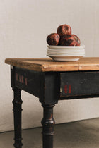 Tavolo rustico nero, top legno naturale<BR/> TAV0623 1 Raw 