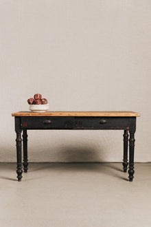 Tavolo rustico nero, top legno naturale<BR/> TAV0623 1 Raw 