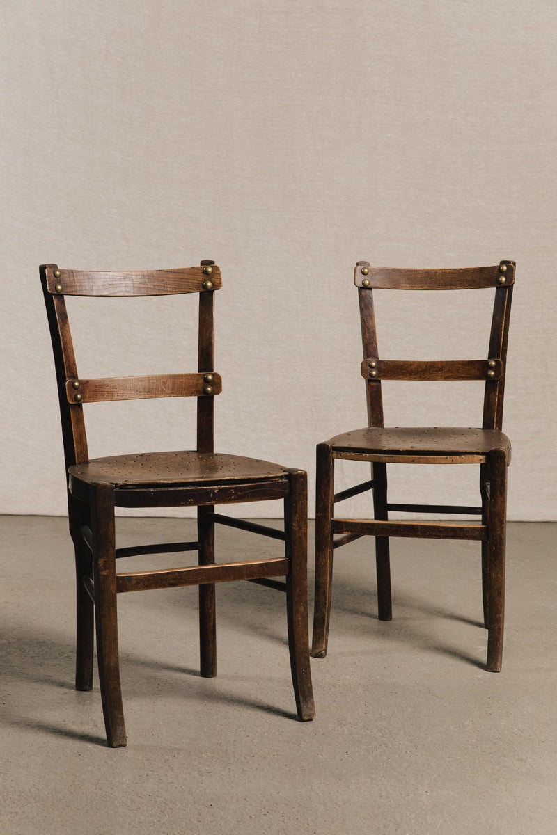 Coppia di sedie rustiche borchiate<BR/> SED0185 1 Raw 