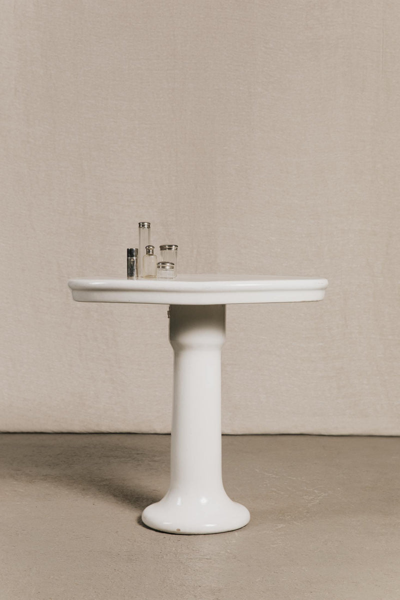 Console da bagno in ceramica bianca ovale<BR/> BAG0234 1 Raw 