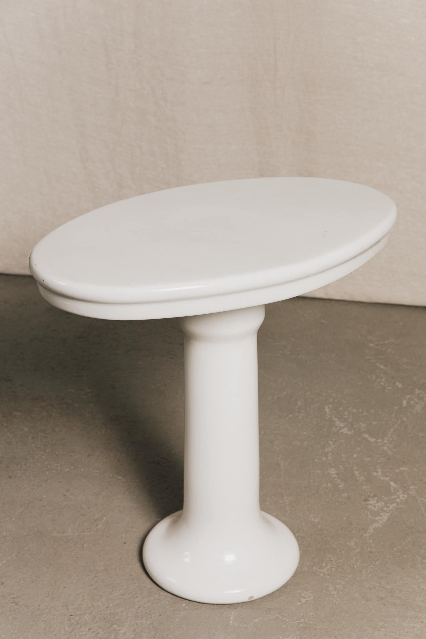 Console da bagno in ceramica bianca ovale<BR/> BAG0234 1 Raw 