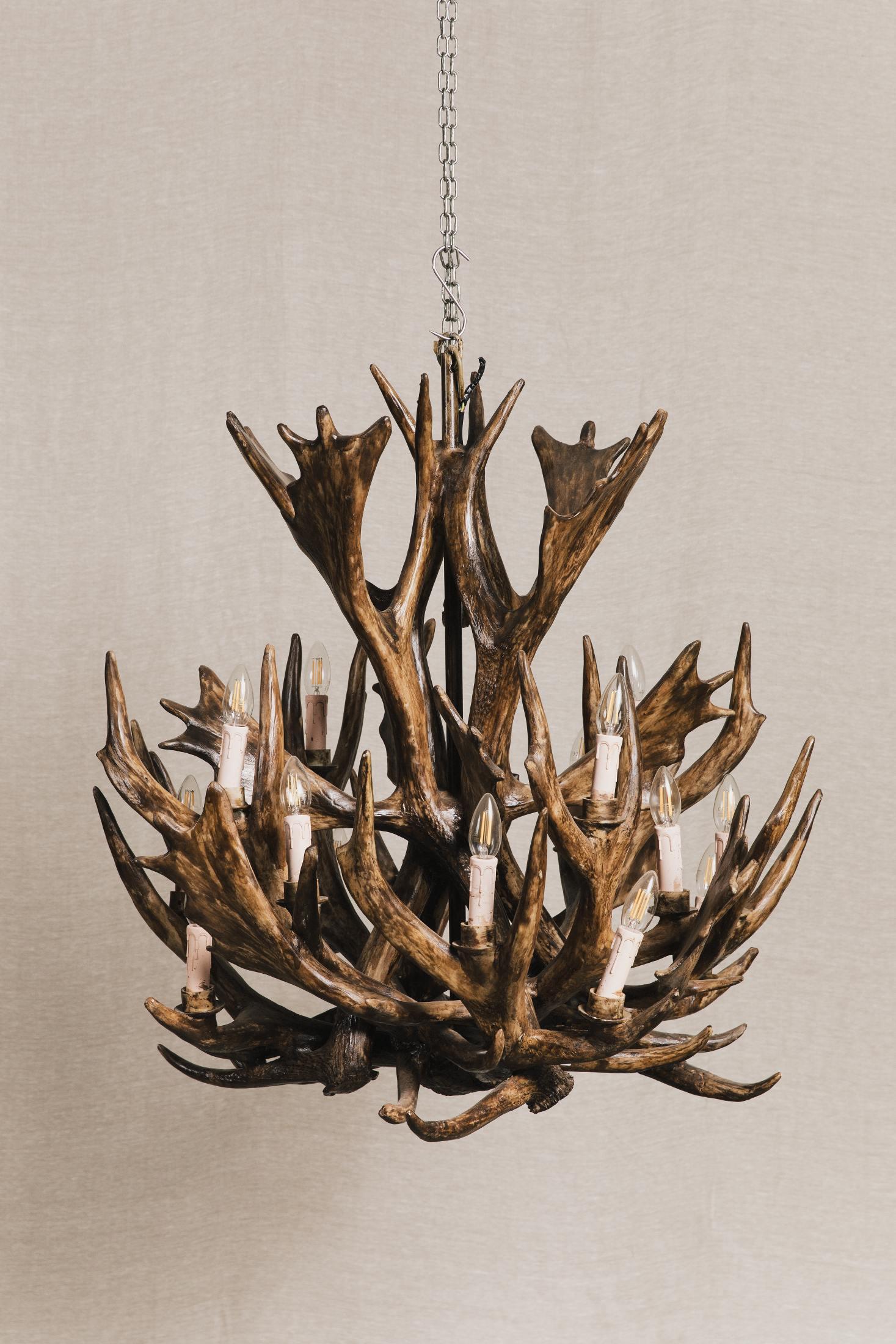 Lampadario in corna di cervo vintage<BR/> ILL0829 1 Raw 