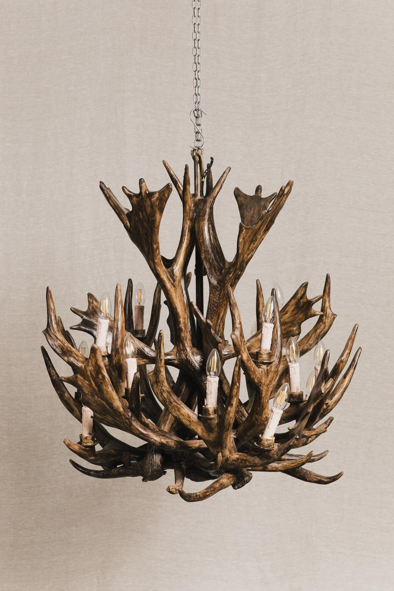 Lampadario in corna di cervo vintage<BR/> ILL0829 1 Raw 