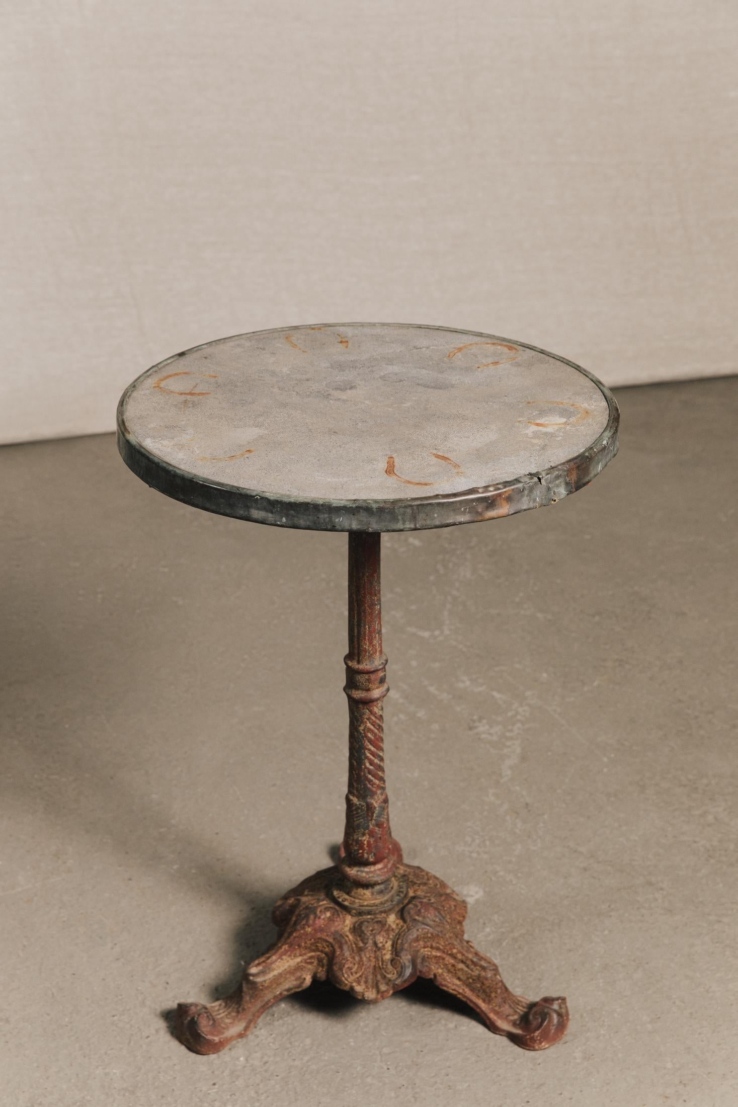 Gheridon da bistrot in ghisa e pietra<BR/> GAR0247 1 Raw 