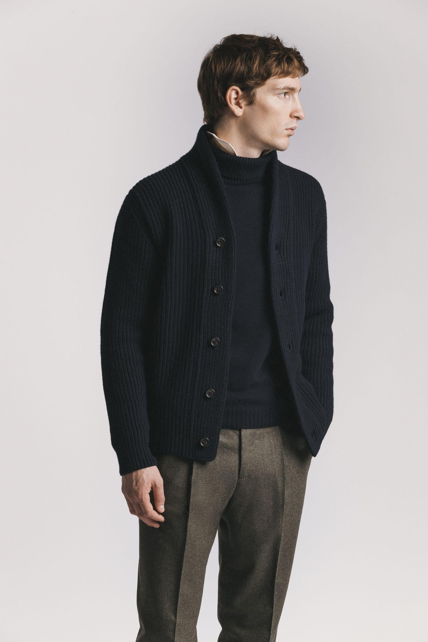 CARDIGAN MARINE LANA & CASHMERE<BR/> KNCAWCBLF5 780 Raw 