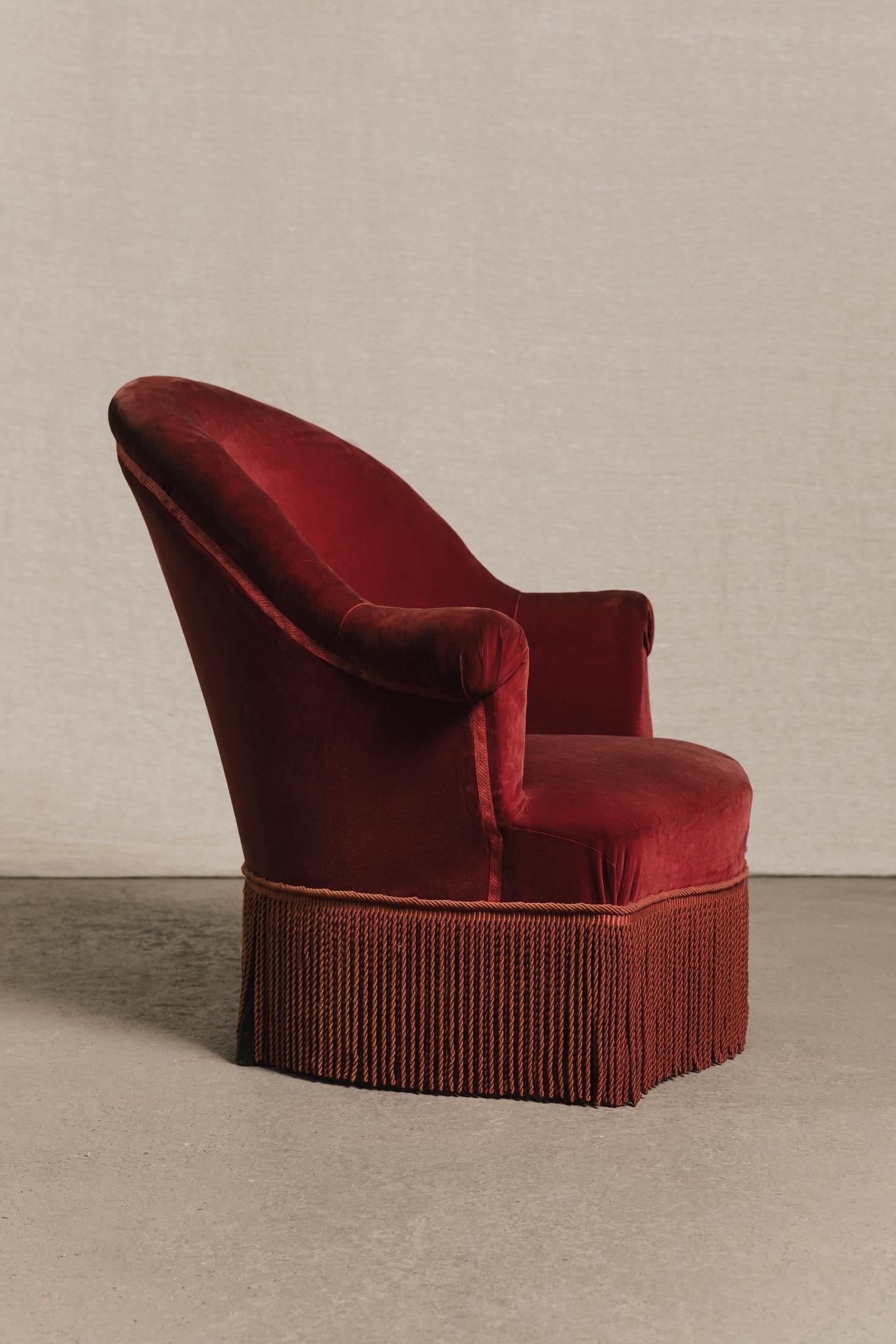 Poltroncina francese in velluto, SED0137 1 Raw 