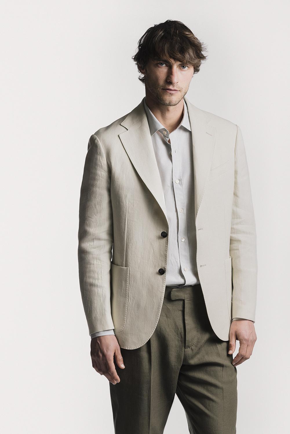 Giacca Windsor  raso di lino JKSBRLCRS6 1 Raw 